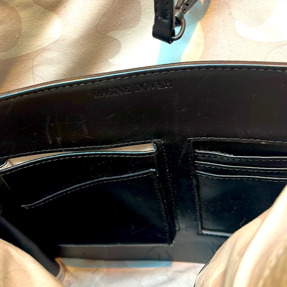Dagne Dover - Ava Bone Onyx Leather Bucket Bag w/ Light Camo Lining & Dust - Picture 6 of 8